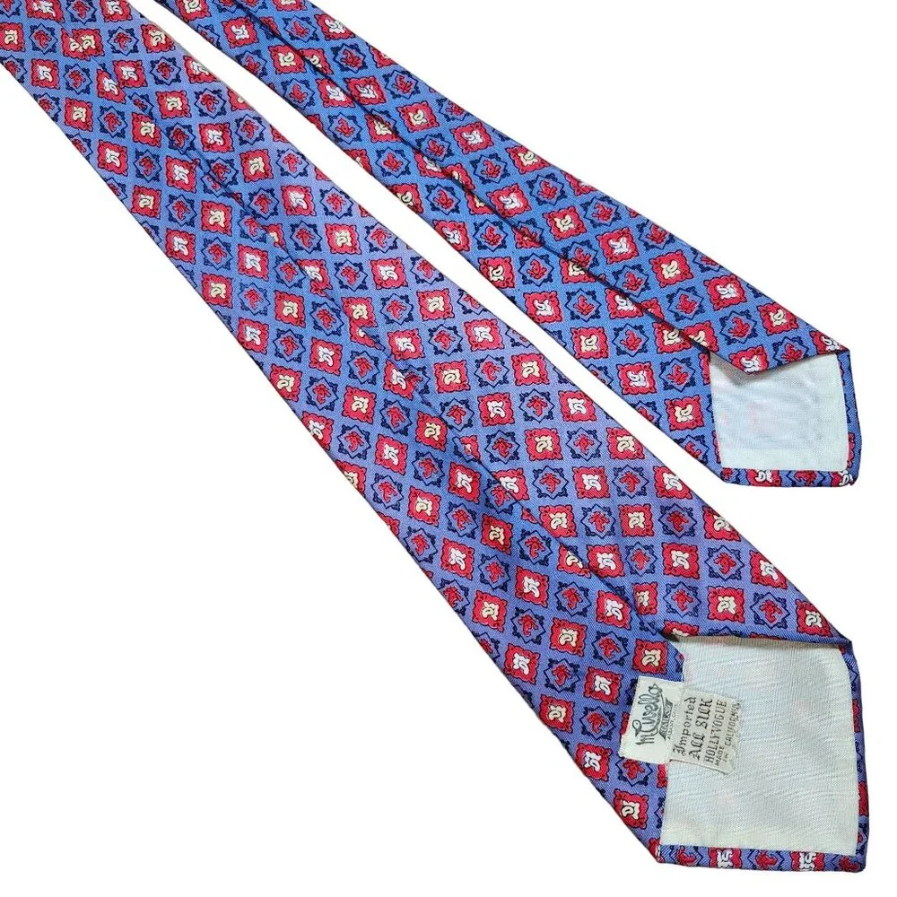50s 60s Vintage Hollyvogue M Civello Tailor Silk Tie Geometric Pattern